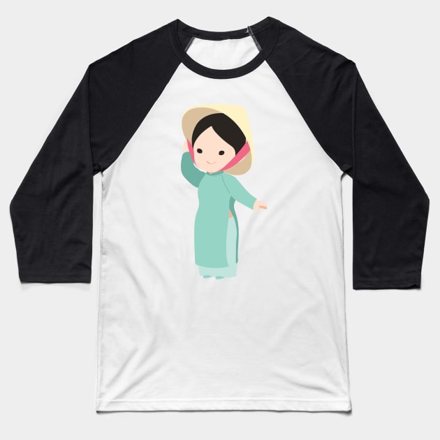 Vietnamese Ao dai traditional dress Baseball T-Shirt by clgtart